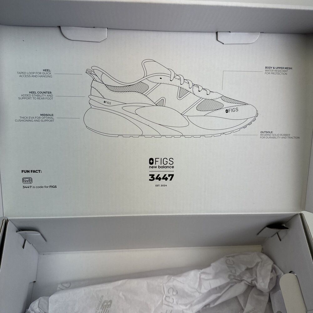 Figs New Balance 3447 Athletic Nursing Sneakers Beige Leather Lace Up Womens 8 - Picture 3 of 16
